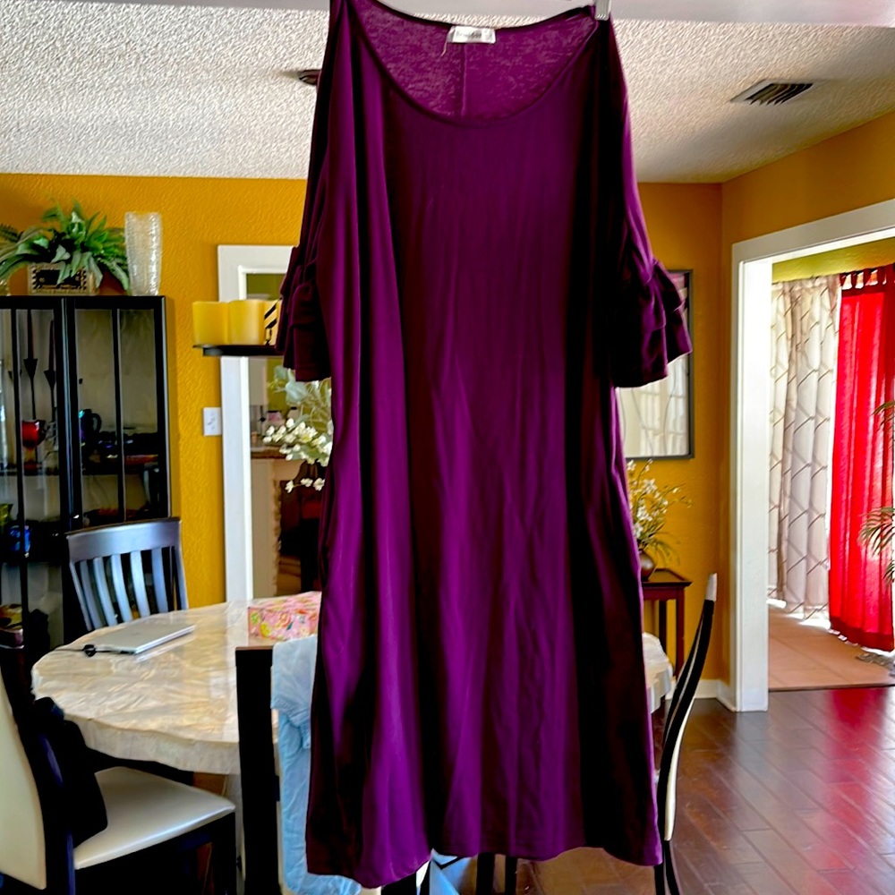 Cute purple dress!  Loose fitting with bell sleeves!